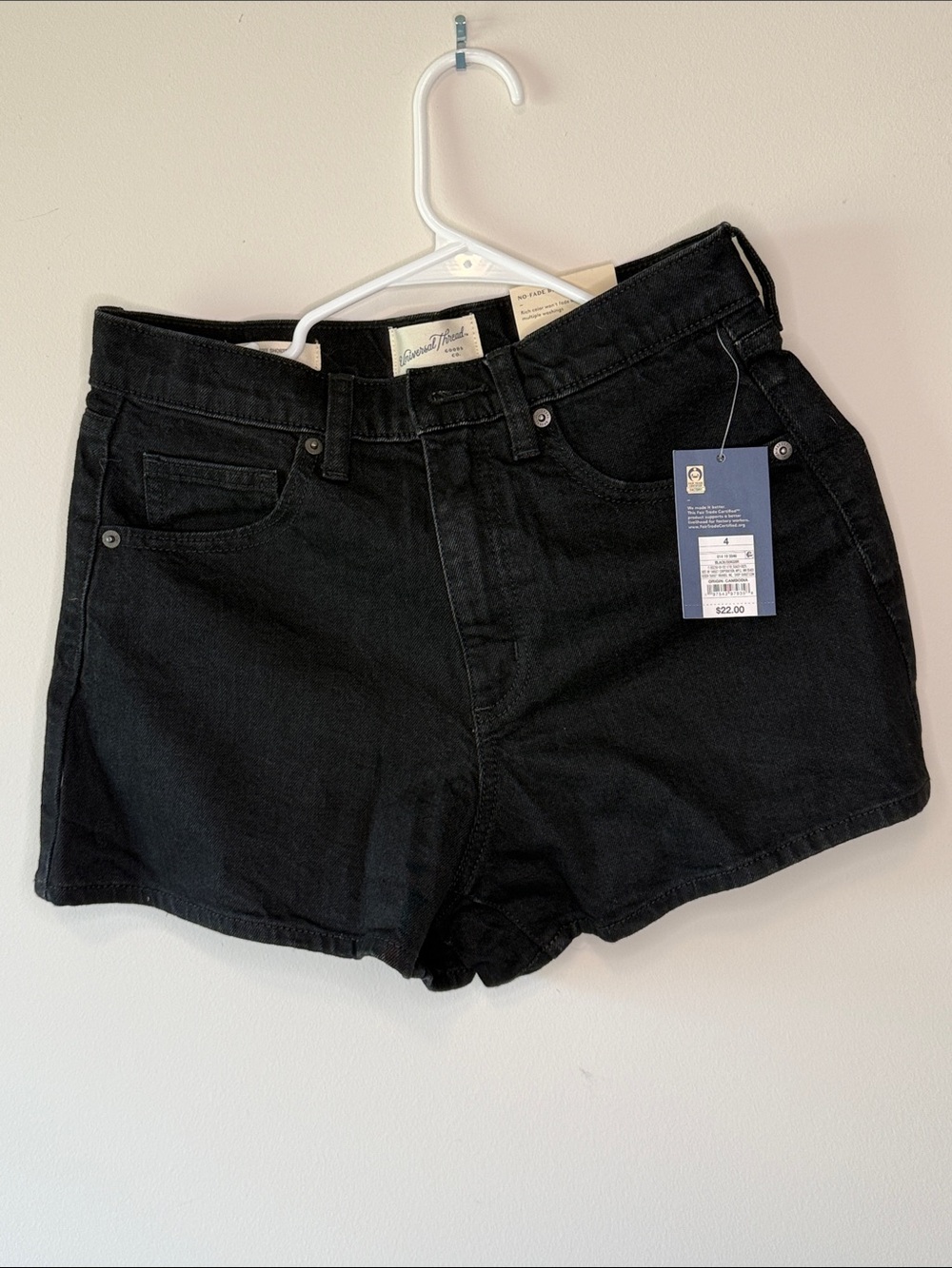 Black Denim High-Rise Shorts